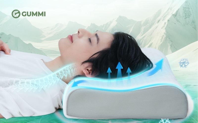 Gối lượn sóng có thiết kế đặc trưng với phần lõm và gờ cao hai bên