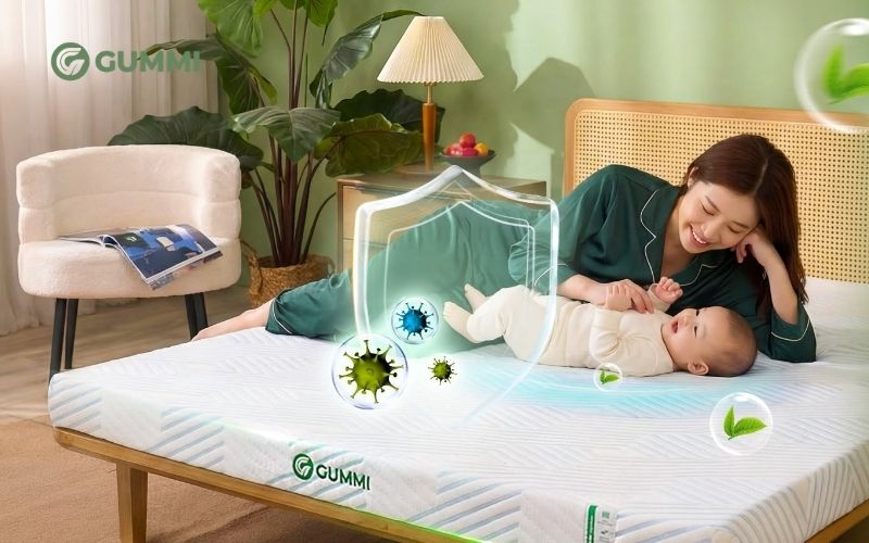 Nệm cao su có khả năng nâng đỡ tốt nên rất phù hợp với trẻ sơ sinh