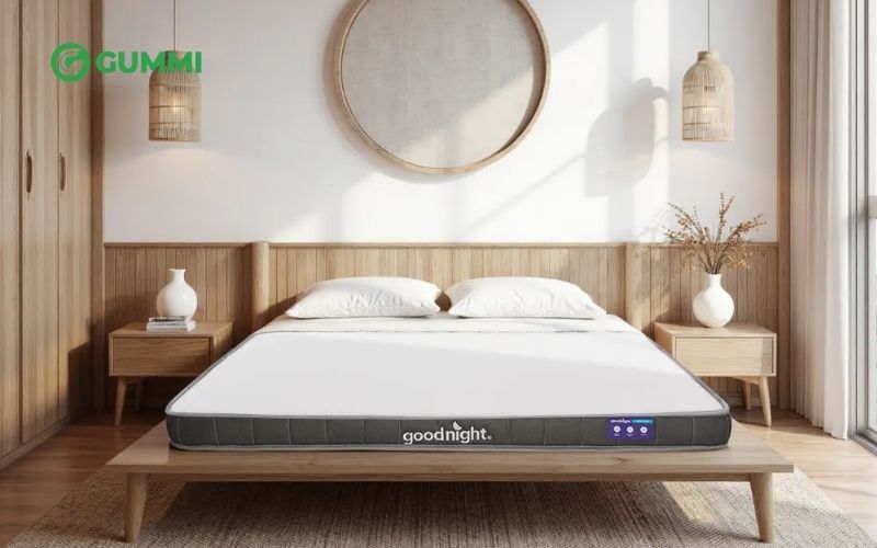 Nệm Goodnight Latex Hybrid mang đến cảm giác êm ái, dễ chịu mà vẫn giữ được độ vững chắc cần thiết cho giấc ngủ trọn vẹn