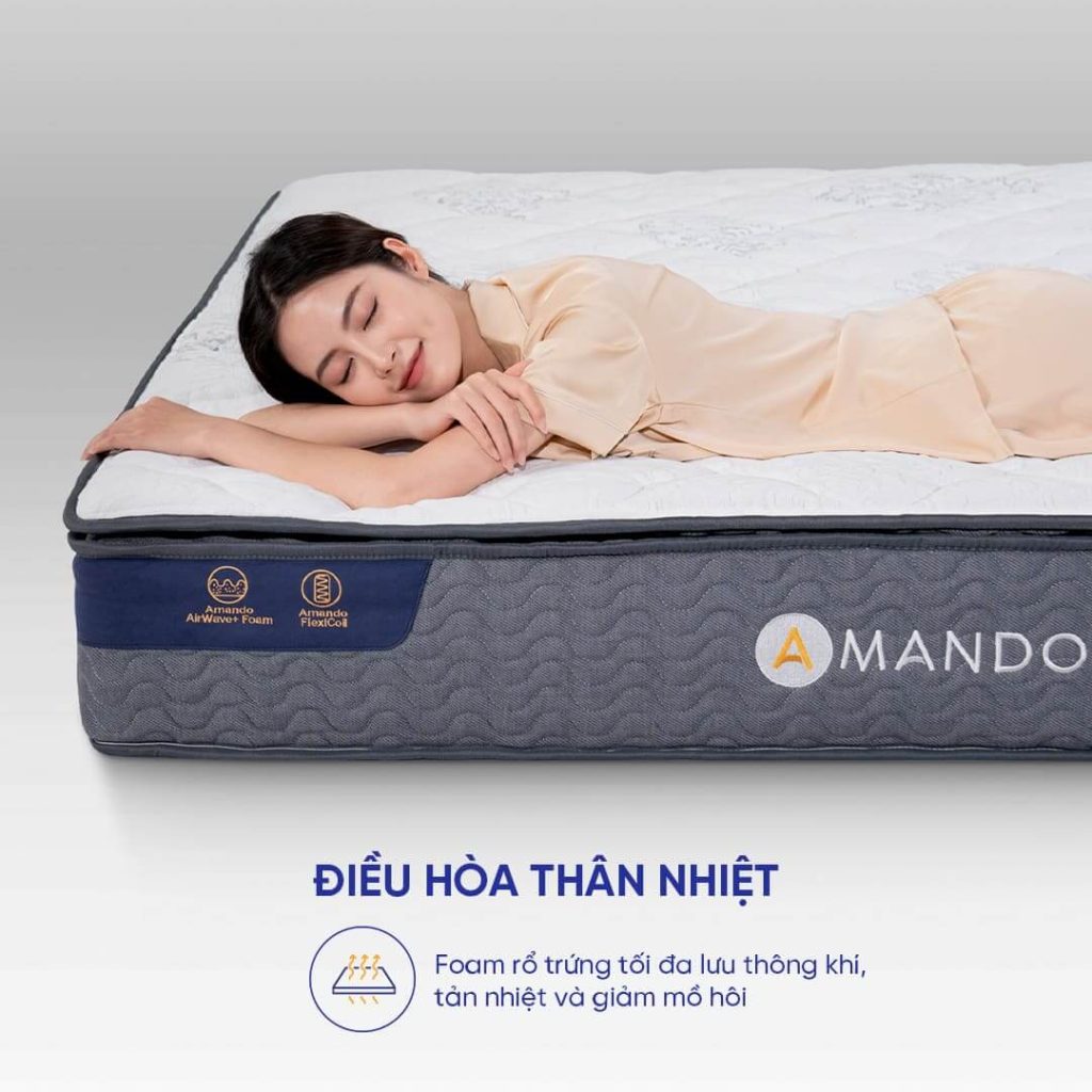 Nệm lò xo kháng khuẩn Amando Elite Original cho phòng ngủ nhỏ