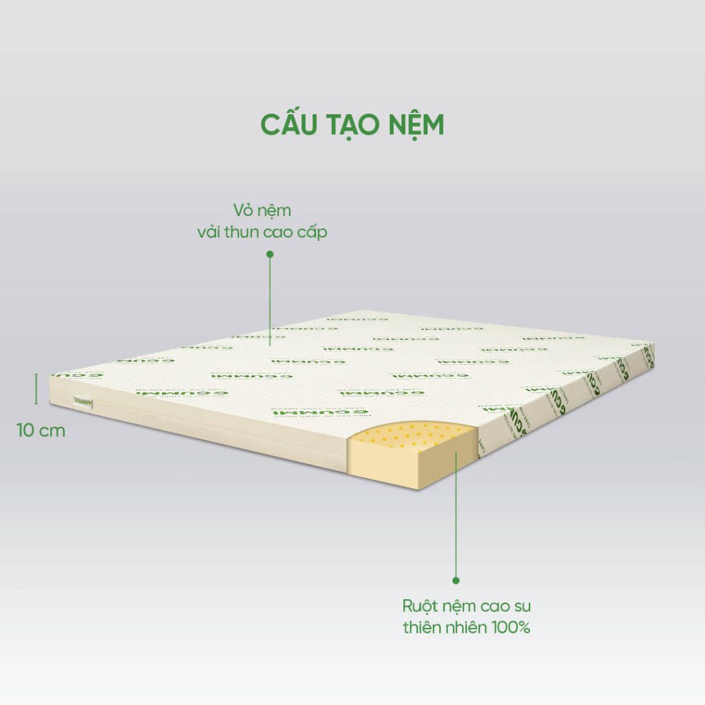 Nệm cao su 100% thiên nhiên bảo vệ cột sống Gummi Classic