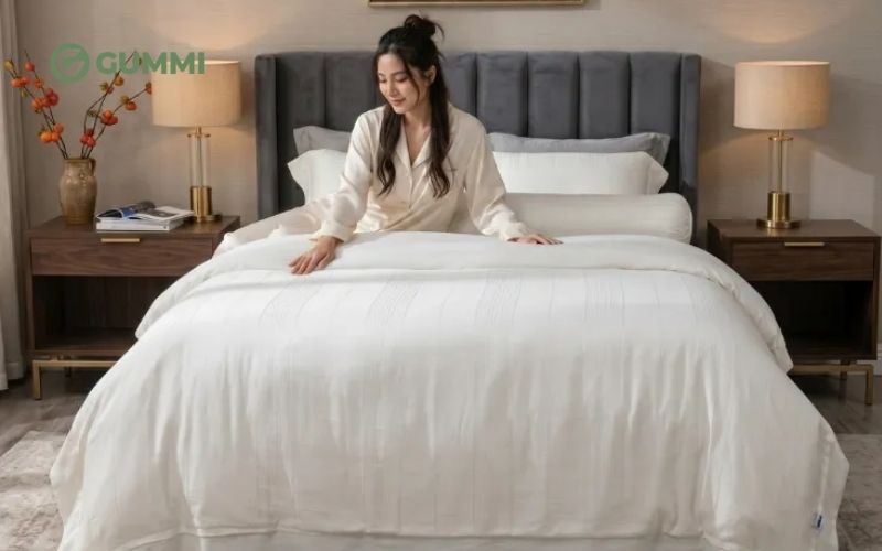 Bộ chăn ga lụa tencel Amando Lagom màu kem