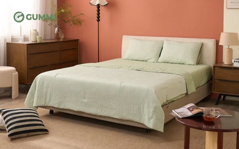 Hướng dẫn chọn chăn ga gối cho người mệnh Hỏa thu hút may mắn 6 Bộ ga chun Amando Essential Daily xanh lá