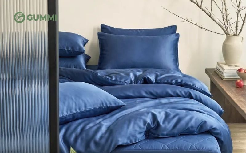 Bộ ga chun chần Amando Wellness Tencel Luxe xanh dương