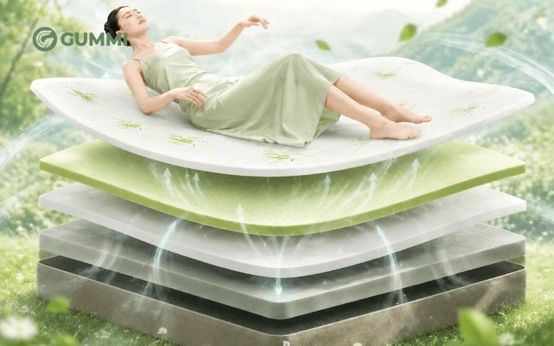 Nệm cao su và nệm đa tầng: Chọn mua nệm nào phù hợp? 3 Nệm đa tầng được đánh giá có độ bật nẩy và độ thoáng khí vượt trội hơn so với nệm cao su