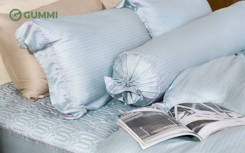 Bộ chăn ga chun chần Lụa Tencel cao cấp Amando Élan màu xanh biển