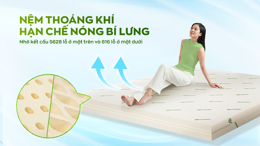 Nệm thoáng khí, hạn chế nóng lưng