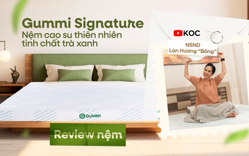 Top 10 mẫu nệm êm, nâng đỡ tốt giúp ngủ sâu và thoải mái 5 Nệm cao su thiên nhiên trà xanh Gummi Signature
