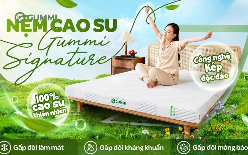 Nệm cao su thiên nhiên trà xanh Gummi Signature