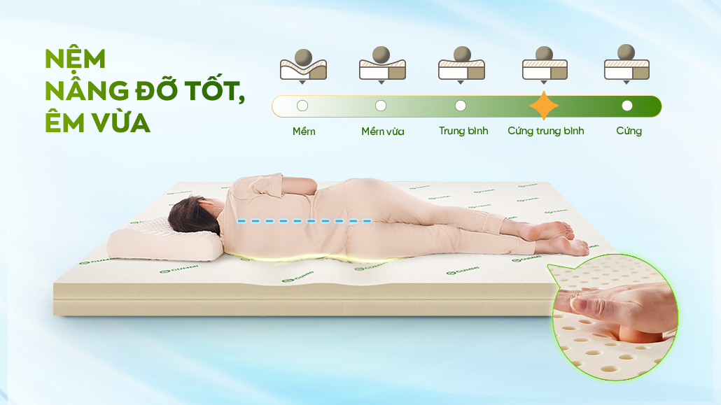 Nệm êm, nâng đỡ vừa