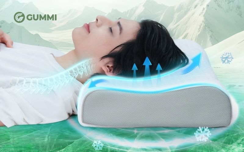 Gối cao su hỗ trợ nâng đỡ tốt cho người đau lưng