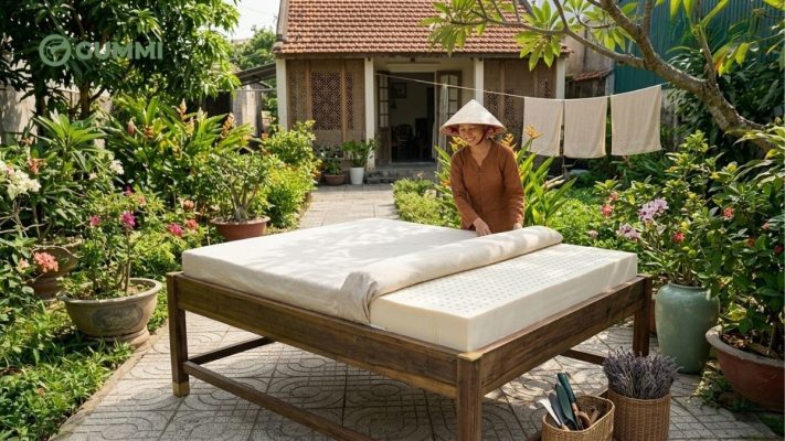 Nệm cao su có phơi nắng được không? Cách làm khô nệm hiệu quả