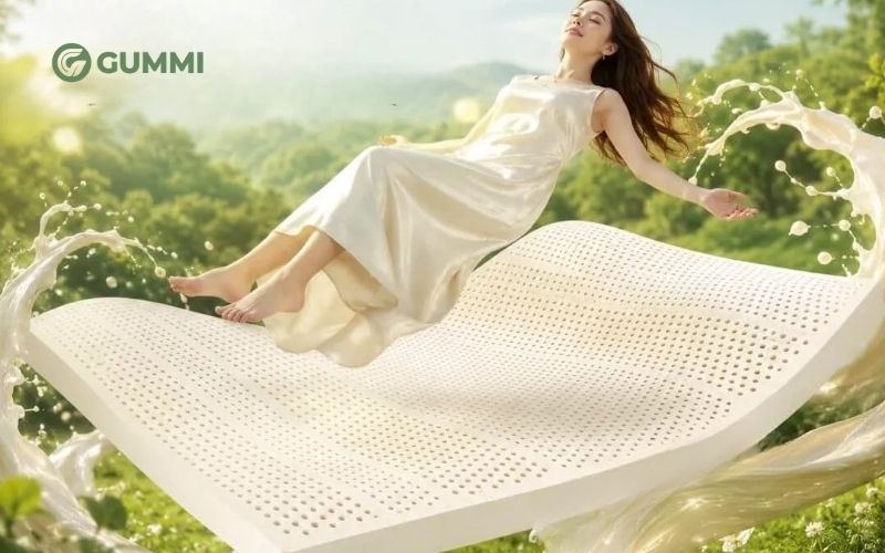 Nên mua nệm cao su hay bông ép? Loại nệm nào tốt hơn? 8 Nệm cao su Gummi - Lựa chọn chăm sóc khỏe hoàn hảo cho tổ ấm