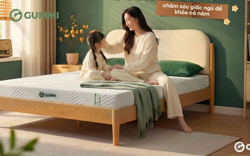 Nệm cao su thiên nhiên tinh chất trà xanh Gummi Signature