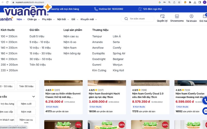 Vua Nệm có uy tín không khi liên tục mở rộng hệ thống showroom? 2 Vua Nệm cung cấp đa dạng sản phẩm đến từ nhiều thương hiệu uy tín trên thị trường