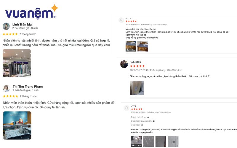 Vua Nệm có uy tín không khi liên tục mở rộng hệ thống showroom? 3 Đánh giá về Vua Nệm từ các khách hàng trên Google và nền tảng thương mại điện tử