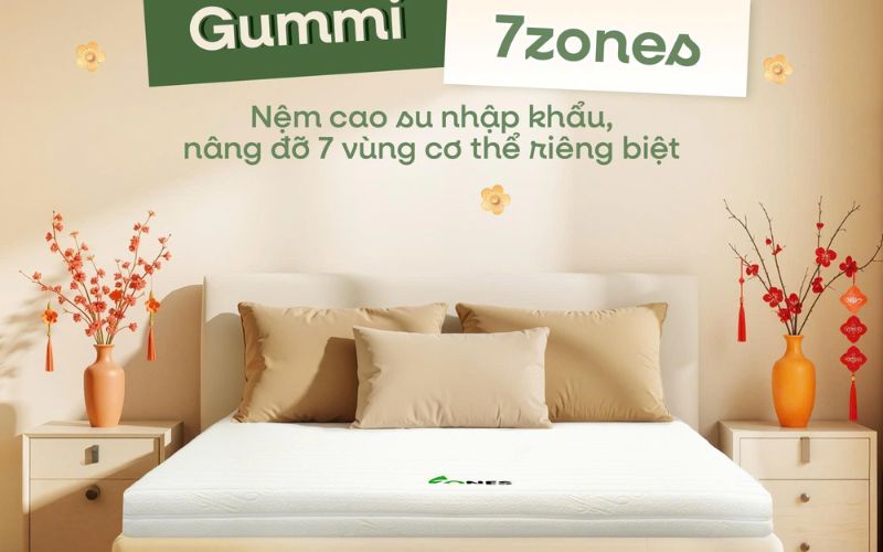 Nệm cao su 1m2x2m: Bảng giá và top 5 mẫu nệm được ưa chuộng 6 Gummi 7zones