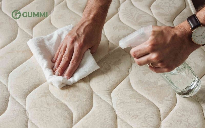 Hướng dẫn vệ sinh nệm đúng cách giúp nệm sạch như mới 3 Lau nhẹ các vết bẩn bám trên nệm