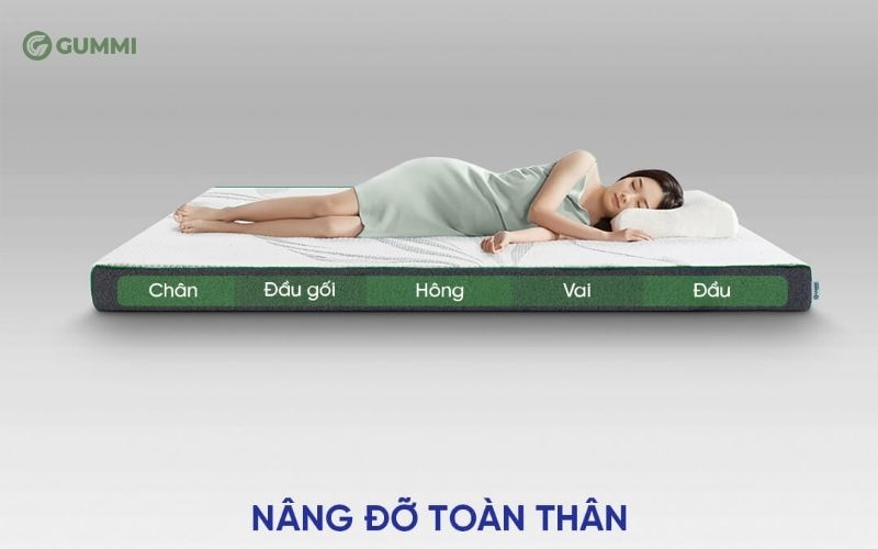 Nệm 1m6x2m giá bao nhiêu? Top 10 mẫu nệm 1m6 x 2m giá rẻ chất lượng 8 Nệm cao su thiên nhiên than hoạt tính Gummi Premium