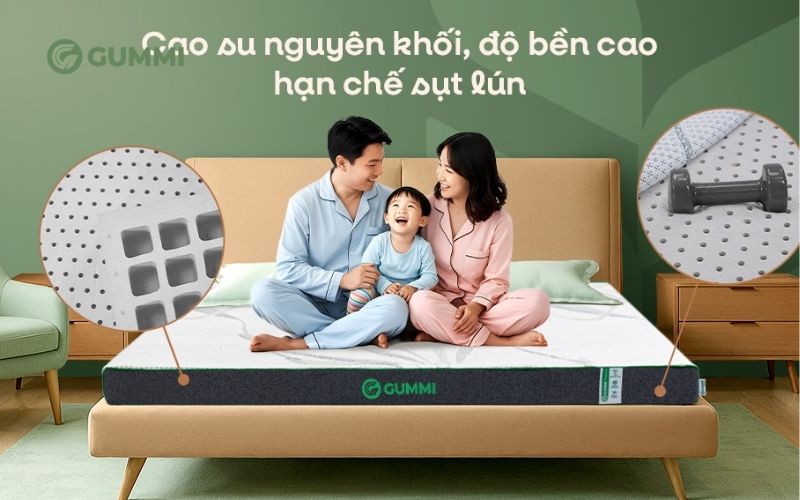 Cập nhật bảng giá nệm 1m8x2m và top 5 nệm 1m8x2m đáng mua 6 Nệm cao su thiên nhiên than hoạt tính Gummi Premium
