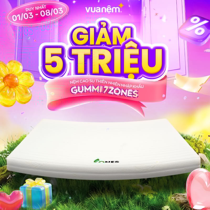 Ưu đãi 8/3 từ Gummi: Tuần Lễ Của Nàng – Quà Sang Ngập Tràn 3 Nệm cao su Gummi 7Zones