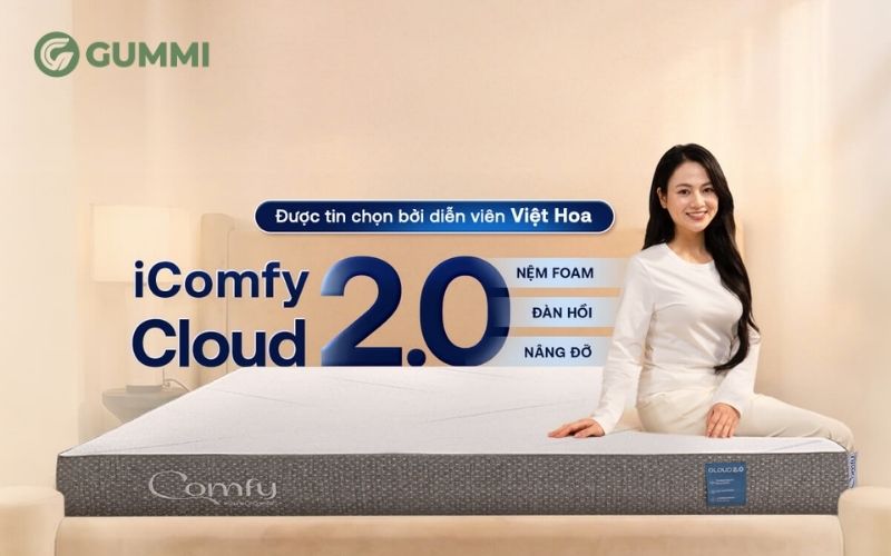 12+ Mẫu nệm cho người già, người lớn tuổi chất lượng 10 Nệm foam iComfy Cloud 2.0 có khả năng nâng đỡ cột sống và giảm đau mỏi hiệu quả