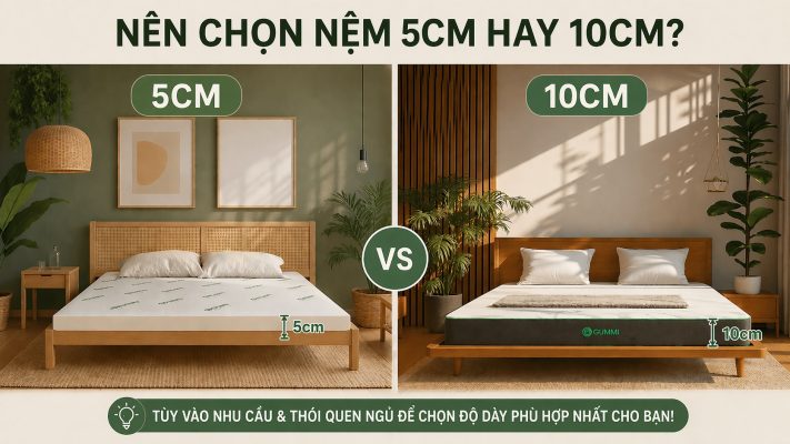 Nên chọn nệm 5cm hay 10cm