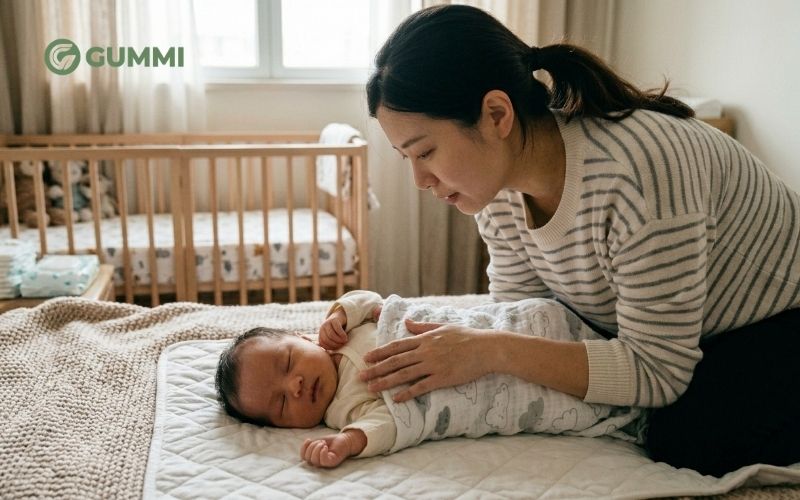 Trẻ sơ sinh nằm nệm bị nóng lưng: Nguyên nhân và 10 cách khắc phục hiệu quả 6 Tránh để bé ngủ 1 tư thế trong suốt thời gian ngủ