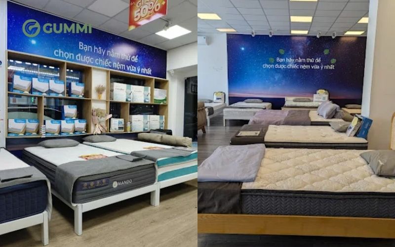 Không gian trưng bày nệm đa dạng tại showroom Vua Nệm