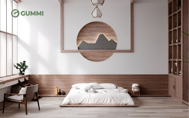 Dù là trải nệm dưới đất, bạn vẫn nên tạo một khoảng cách nhỏ giữa mặt dưới nệm và sàn nhà