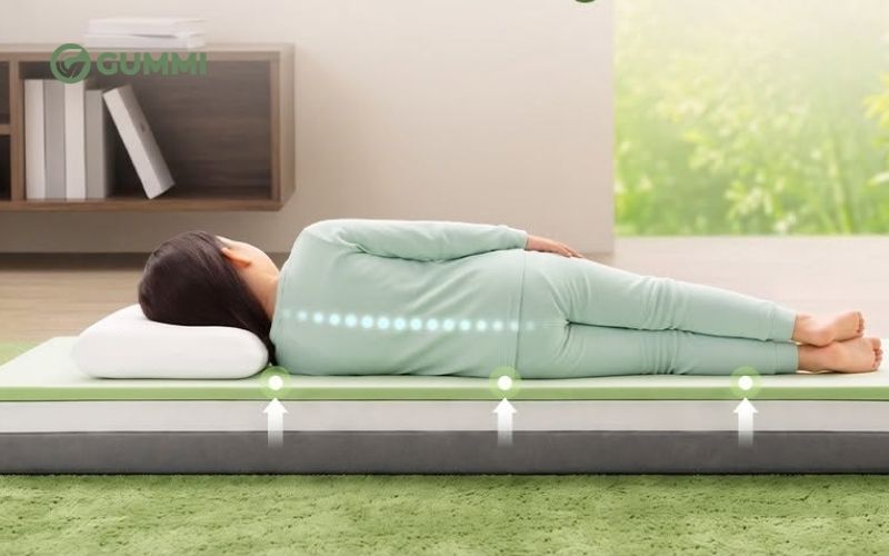 Độ cao gối cần đảm bảo đầu, cổ, lưng thành một đường thẳng